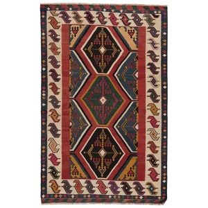 Kilim 236x150 cm Handgewebter Perserteppich Kilim Wolle Carpet Rug Orient Rot - Picture 1 of 11