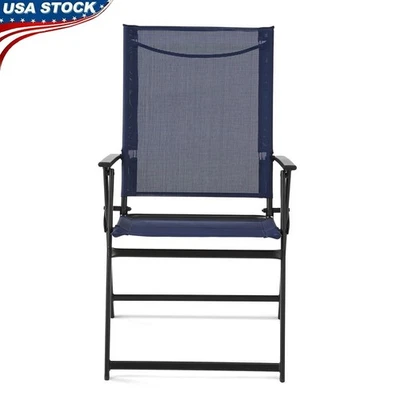 Juego de 2 sillones de patio plegables para exteriores con marco de acero ligero nuevo Foto 1 de 4