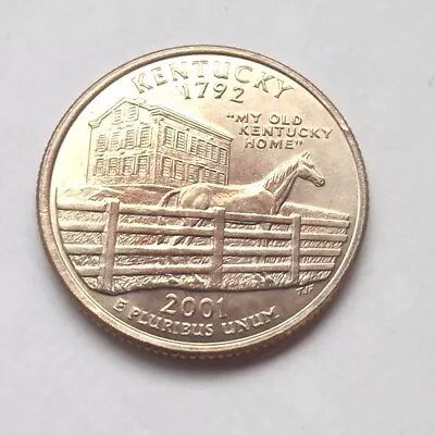 2001 D Kentucky State Quarter 25C Coin UNCIRCULATED FREE SHIPPING Q128 - Image 1 of 2