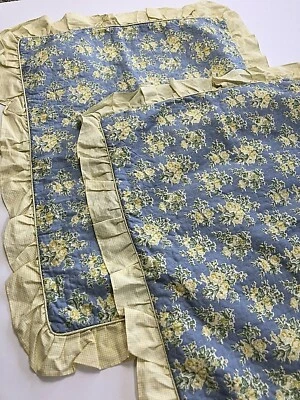 2 fundas de almohada Laura Ashley ESTÁNDAR florales azules amarillas volantes 19x26 acolchadas  Foto 1 de 4