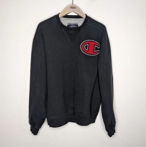 VTG Champion Reverse Weave Sweatshirt Black Red Logo Pullover No Sz Tag Fits XXL - Picture 1 of 8