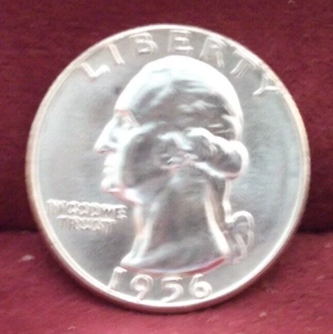 1956 PHILADELPHIA SILVER WASHINGTON QUARTER IN BRILLIANT UNCIRCULATED CONDITION Cover