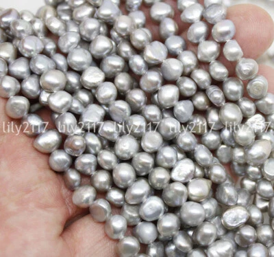 6-7/7-8/8-9/9-10 mm Gris Natural Real Barroco Perla de Agua Dulce Cuentas Sueltas 14" Foto 1 de 3