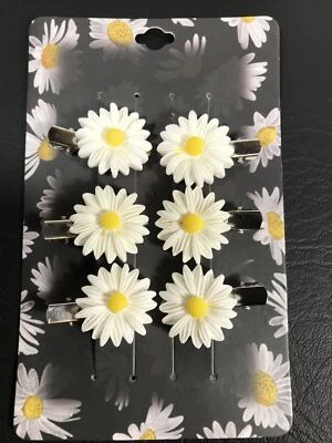 Juego de 6 pinzas para el cabello con flores de margarita blanca Foto 1 de 4