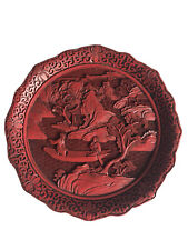 A SUPERB Chinese REAL Tsuishu/Cinnabar Lacquer Tray - 24.5 cm Wide
