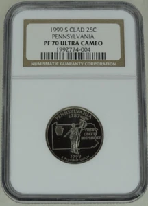 1999-S Pennsylvania Quarter Proof NGC PF 70 Cameo Statehood US Mint 25C - Picture 1 of 2
