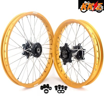 Llantas de moto de cross KKE 21/19 llantas doradas para Suzuki RM125 RM250 1996-2008 bujes negros Foto 1 de 4