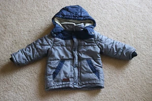 Ben Sherman Baby Boys Fleece Hooded Jacket Blue / Grey Green Size 2T - Picture 1 of 4
