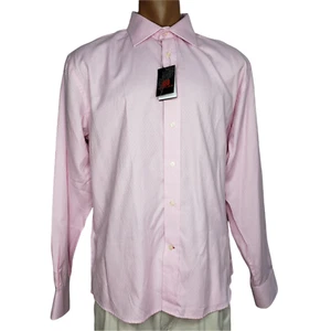 Takumi XXL Dress Shirt NWT Men's L/S Pink Jacquard Fitted Back Cotton Blend 2XL - Picture 1 of 5