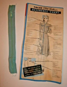 Antiker Talon Reißverschluss 1940er Talon Zipper 8" hellblau für Kleiderleisten  - Bild 1 von 6
