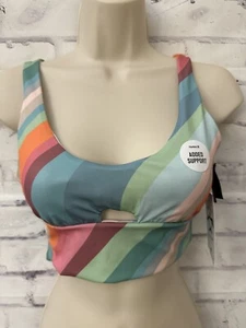 Hurley Carissa Moore Aloha Max Retro Wave Long Line Bikini Top Size Small New - Picture 1 of 10