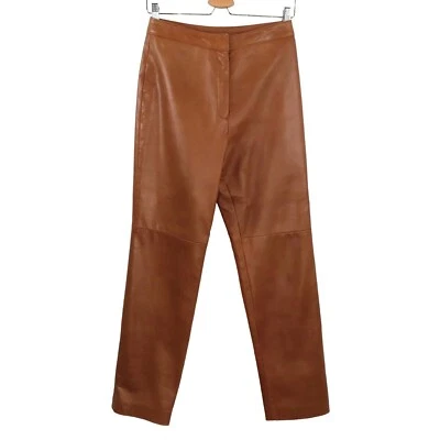 Danier Womens 6 Brown Genuine Leather Pants Straight Leg Canada Lined Vintage - Image 1 of 4