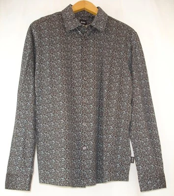 Hugo Boss Slim Fit Men's L Long Sleeve Black Blue Abstract Pattern Casual Shirt - Image 1 of 4