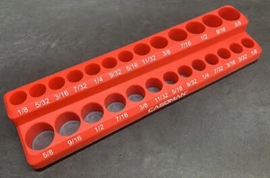 NEW! RED Casoman Magnetic 26 Place 1/4” Socket Holder Tray Rack SAE Standard - Picture 1 of 6