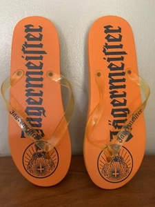 Jagermeister Sandals Flip Flops Size Large Orange Liquor Advertising New - Picture 1 of 2