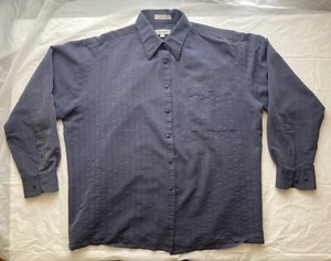 Pierre Cardin Mens Button Up Striped Shirt Large Blue Long Sleeve Collar Pocket - Picture 1 of 5