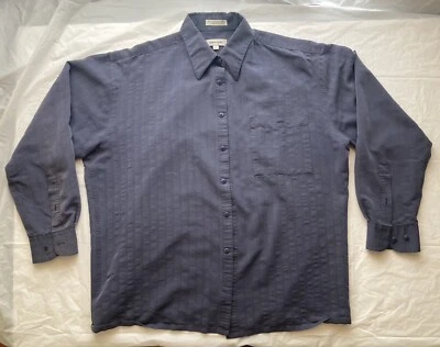 Camisa Pierre Cardin Para Hombres Abotonada Rayas Grande Azul Manga Larga Cuello Bolsillo Foto 1 de 4