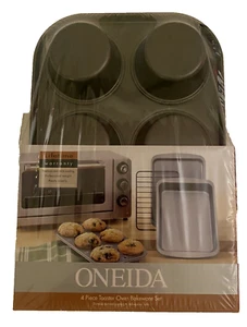 Oneida 4 Piece Toaster Oven Bakeware Set Cake/Muffin Pan Cool Rack Cookie Sheet - Picture 1 of 6