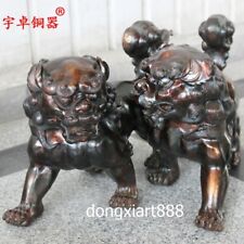 56 cm Chinese Bronze Foo dog lion Beast exorcise evil spirits Door lion Statue