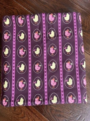 Benartex Sew Chick Purple Chicken Fabric 2 1/3 Yards- Easter- Vintage - Image 1 of 3