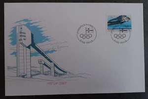 1988 Finland Winter Sports FDC ties 1.80Mk Stamp cd Jyvaskyla - Picture 1 of 2