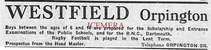 WESTFIELD Boys' Preparatory School, Orpington ADVERT Very Small 1932 Ad 698/01 - Foto 1 di 1