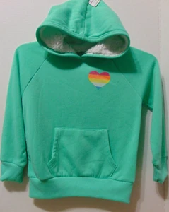 Girls Size M (7/8) Sherpa Lined Mint Green Hoodie w/ Heart NEW w/o Tag - Picture 1 of 7
