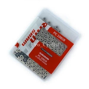 Cadena SRAM RED 1091R 114 eslabones pasador hueco plateado con Powerlock 10 velocidades nueva en caja - Imagen 1 de 4