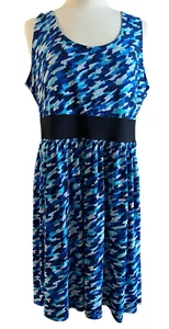 Michael Kors Kleid blau abstraktes Muster ärmellos Größe 1X mit Taschen - Bild 1 von 7