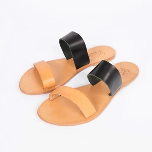 Sandalias Joie a la Plage Cuero Sable Negras Dos Tonos Hechas en Italia EU 39 - Imagen 1 de 9