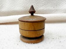 VINTAGE CARVED TURNED WOODEN WOOD SMALL TRINKET SNUFF OR TOBACCO BOX POT