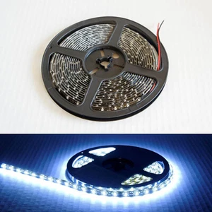 5M Black PCB 5050 Flexible LED Strip Waterproof IP65 Bright 300 SMD 12V DC White - Picture 1 of 8