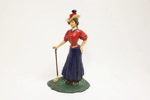 Painted Cast Iron Lady Golfer Doorstop or Bookend Victorian Vintage - Picture 1 of 8