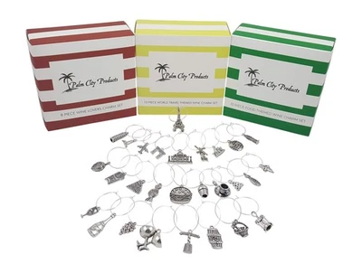 Palm City Products Juego de 28 Dijes de Vino Comida Viajes Mundo Temática Paquete Foto 1 de 4