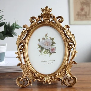 Vintage Ornate Gold Oval Photo Picture Frame Home Wedding Desktop Decor Uk - Picture 1 of 8
