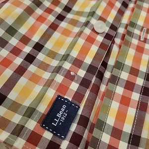 Camisa L L Bean Para Hombres Naranja Rojo Cuadros 100% Algodón XL Manga Larga Color Otoño - Imagen 1 de 16
