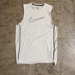 Nike Pro Center Swoosh Slim Fit Sleeveless Tank Top Performance White Men L - Picture 1 of 5