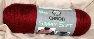 Caron Simply Soft, 6oz, 315 yds, Medium #4, Autumn Red Machine Washable - Picture 1 of 6