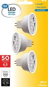 LED Light Bulb, 7 Watts (50W Equivalent) MR16 Lamp GU5.3 Base, 3-Pack - Picture 1 of 1
