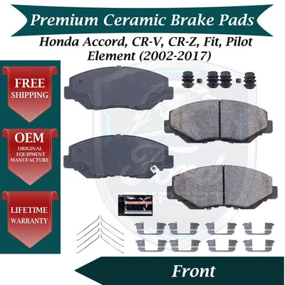 NUEVO OE Kit de pastillas de freno delanteras de cerámica para Honda 2002-2017 garantía de por vida Foto 1 de 4