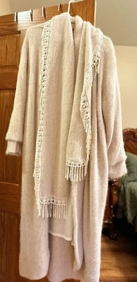 Bellini Angora Amazing Beige Silk Lined  Long Sweater Duster Coat Sz L NWT - Image 1 of 4