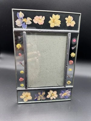 Marco de fotos Burnes of Boston flor prensada tono plateado floral seco 4x6 Foto 1 de 4