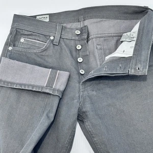 United Stock Dry Goods Selvedge Jeans Mens 31x33 Gray Straight Denim Button Fly - Picture 1 of 13