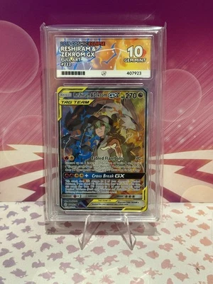 Reshiram & Zekrom GX 222/236 - SM Cosmic Eclipse Alt Art Ace 10  Tag Team  - Image 1 of 2
