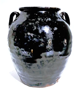 Antique Chinese Song-Yuan Cizhou Black Glazed 2-Handled Pot Lot 7.25" - Picture 1 of 9