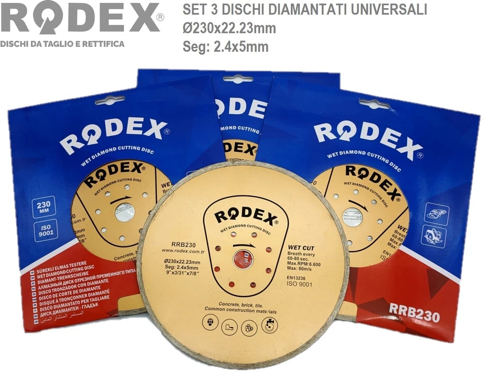 Disco Diamantato da Taglio 230x22 23 mm RRB230 Rodex