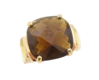 925 Sterling Silver Vintage Ring Rose Plated Smoky Quartz & Citrine Sz 8 RG29586 - Image 1 of 4