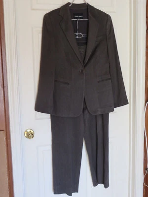 Giorgio Armani 经典 Borgo 21 真丝黑色标签女式夹克外套裤子 — 第 1/4 张图片