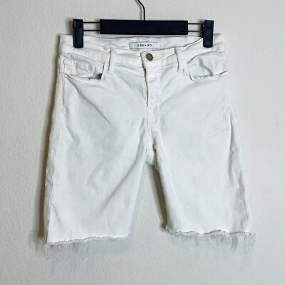 J Brand white cutoff denim bermuda mid rise shorts size 27 - Image 1 of 4