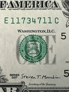 COPPIE - RADAR - BOOKEND - FANTASIA BANCONOTA DA 1 DOLLARO - S# E 11 7 3 4 7 11 C - Foto 1 di 11